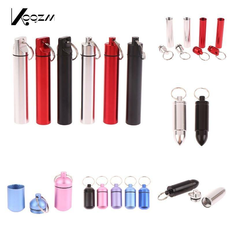 1PC Metal Mini Waterproof Alloy Travel Pill Box Pill Bottle Cache Drug Holder Container Keychain Medicine Box Health Care
