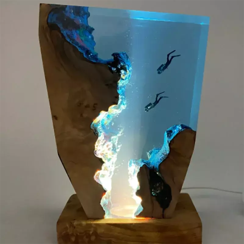 Meeresboden Welt Organismus Harz Tisch Licht creactive Kunst Dekoration Lampe Tauchen Höhle Exploration Thema Nachtlicht USB-Ladung heiß
