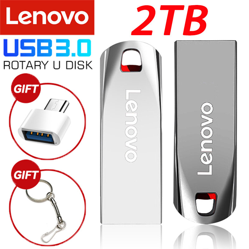 لينوفو-فلاش USB عالي السرعة ، معدن يو القرص ، محمول بندريف ، ملحقات محرك الذاكرة ، 2 تيرا بايت ، 1 تيرا بايت ، الأصلي
