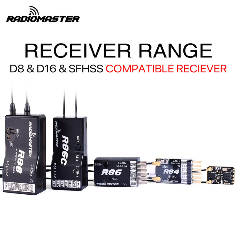 RadioMaster-신제품 2.4G 나노 수신기 R81 R84 R86 R86C R88 R161 R168, RC 드론용 FrSky 호환
