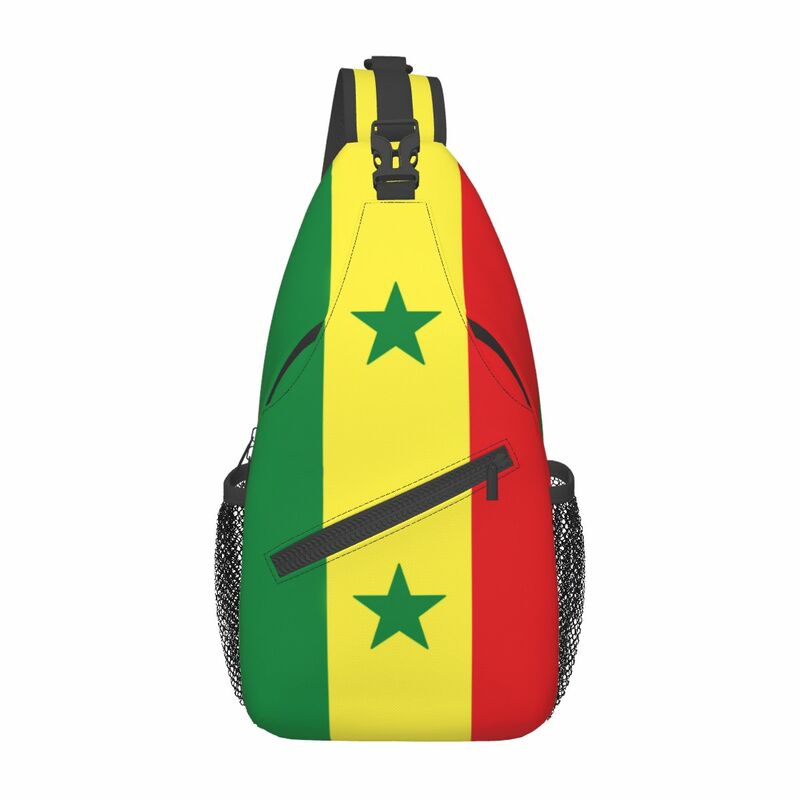Tas selempang bendera Senegal tas dada keren ransel bahu bendera Senegal untuk perjalanan mendaki tas perjalanan