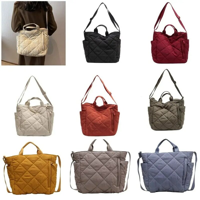 Quilted Padding Handbag Fashion Down Fabric Space Cotton Crossbody Bag High Capacity Postman Shoulder Bag Female