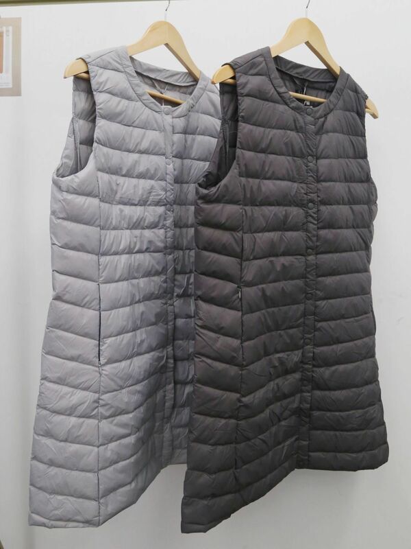 여성 크루넥 라이너 다운 재킷 조끼, 한국 스타일 경량, 중간 길이, 빅 사이즈 슬림핏, 2023 가을 겨울