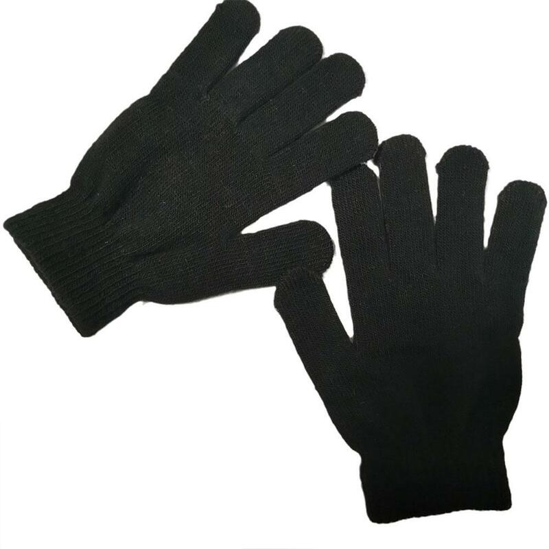 Sarung tangan jari pria wanita, sarung tangan olahraga tebal hangat musim dingin musim gugur, sarung tangan rajut polos penuh modis uniseks Outd R5t2