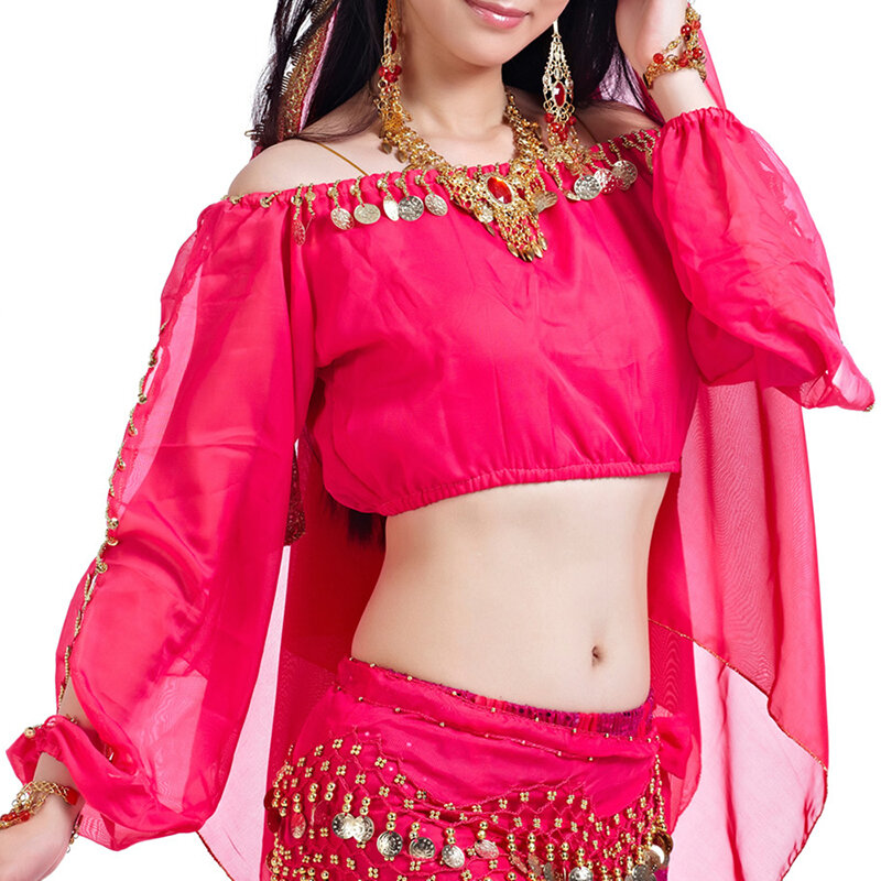 New arrival crystal cotton and mesh belly dance top women half sleeves  belly dance tops sexy top