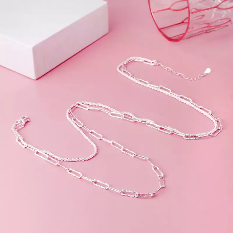 Collana di lusso a doppia catena geometrica in argento Sterling 925 per le donne Fashion Designer Party accessori per matrimoni regali di gioielli