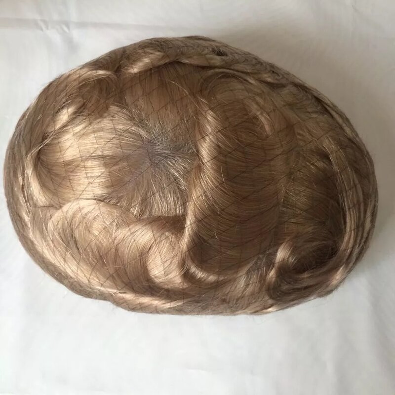 2024 New Durable 0.06-0.08mm Thin Skin Toupee #22R Gold 100% Remy Human Hair Man Wig Full PU Hairpiece Unit Replacement Sale