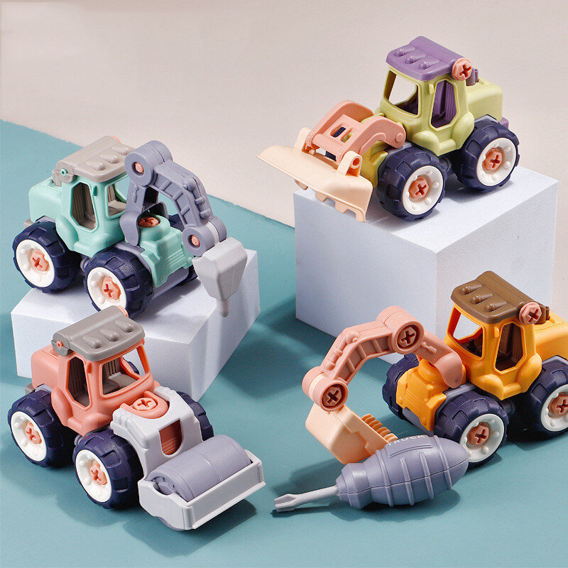Kreatywna menuatura ładowanie ciężarówki rozładunku plastikowy DIY zabawkowa ciężarówka inżynieria montażu zestaw samochodowy dzieci zabawka edukacyjna na prezenty dla chłopców