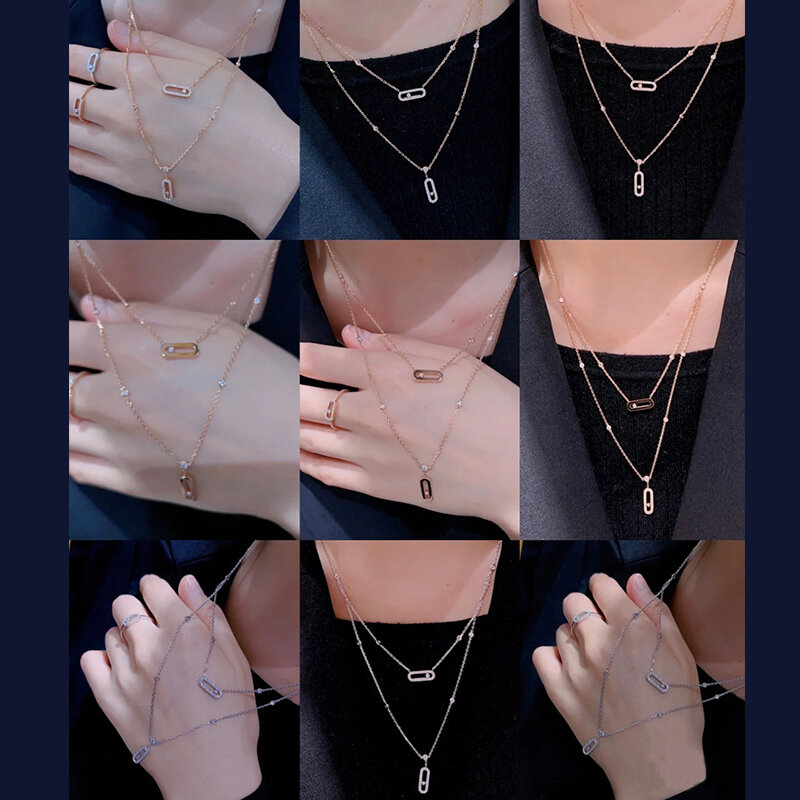 Классическое женское двойное ожерелье из стерлингового серебра S925, европейский и американский стиль, оригинальный роскошный бренд.