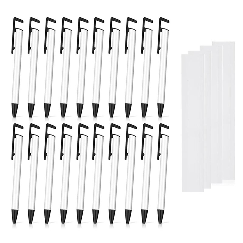 20Pcs Sublimation Blank Pens With Shrink Wrap For DIY Office School Stationery Supplies