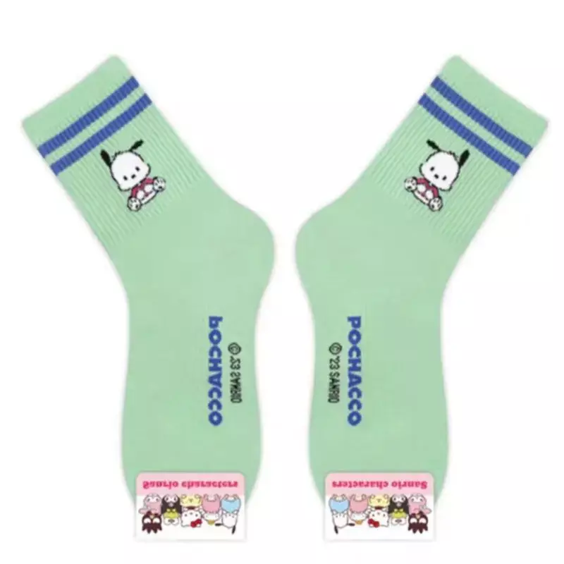 Sanrio Cinnamoroll My Melody Kawaii Anime musim gugur musim dingin kaus kaki Pochacco Kuromi lucu kartun Mid Tube Stocking hadiah untuk anak-anak