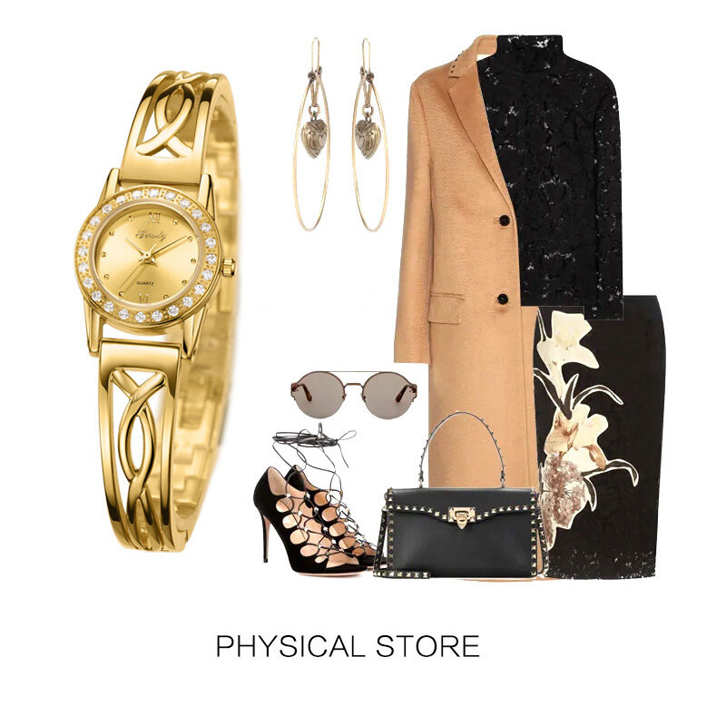 Waterproof Diamond Gold Watch para mulheres, luxo, frete grátis, presente, quartzo, marca, corrente, pulso, senhoras, moda