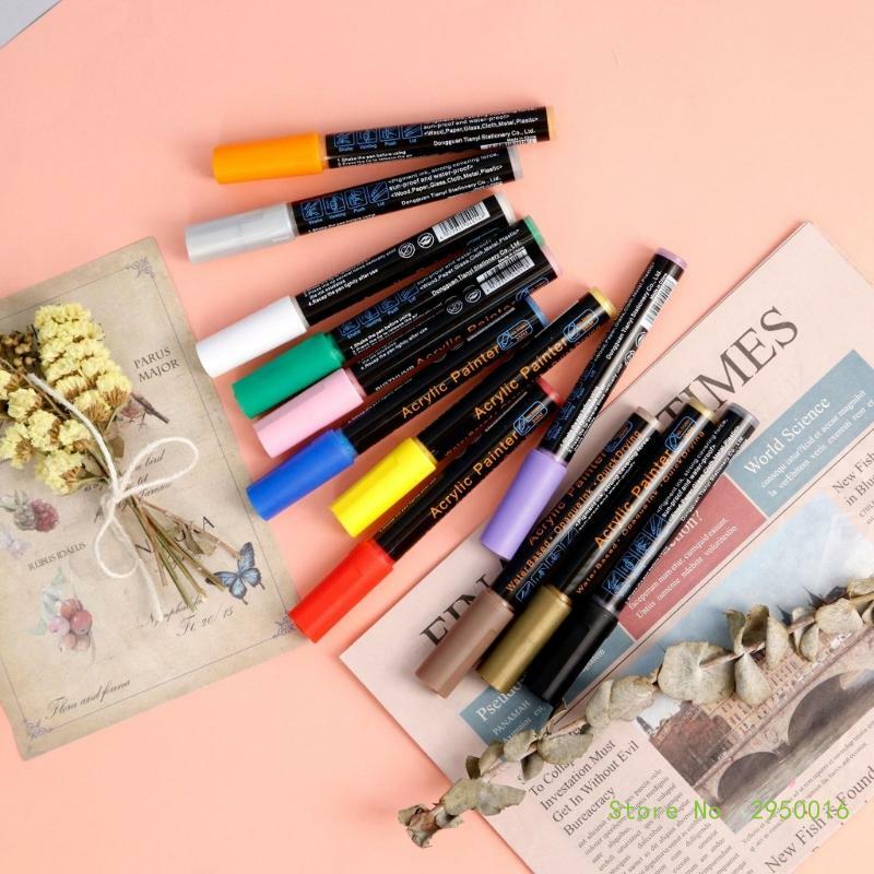 12/36 kolorowe markery z farbą akrylową 0.7/3mm długopis z farbą akrylową długopis do rysowania długopis akrylowy biuro szkolne
