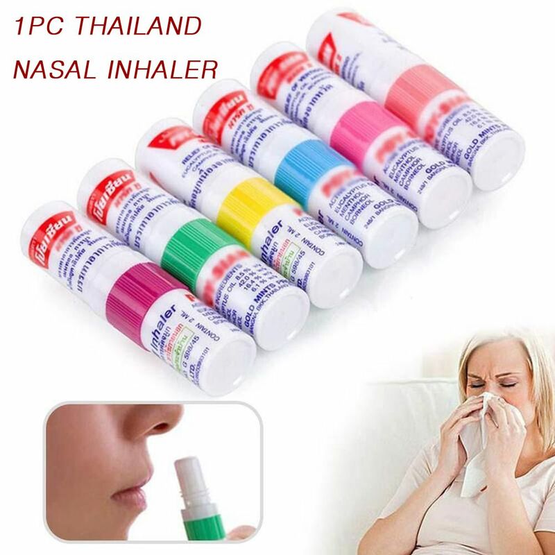 Inhalador Nasal tailandés a base de hierbas, cilindro de menta, ramificación de aceite, Breezy Motion mareos, Spray para asma, Poy Sian Stick, 1 unidad