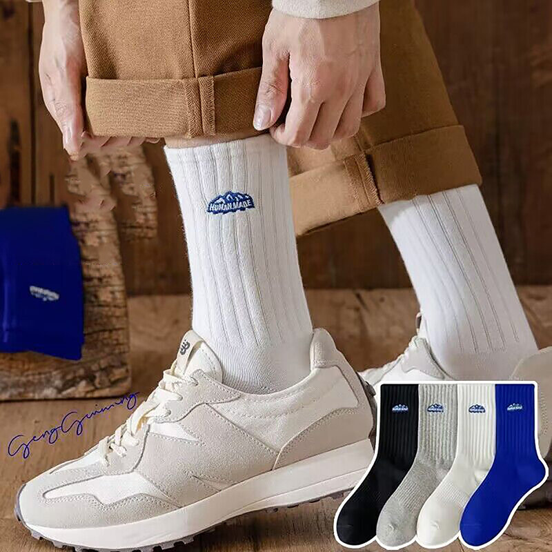 Calcetines deportivos blancos Unisex, medias transpirables, cómodas, bordadas, japonesas, Vintage, versátiles, Otoño e Invierno