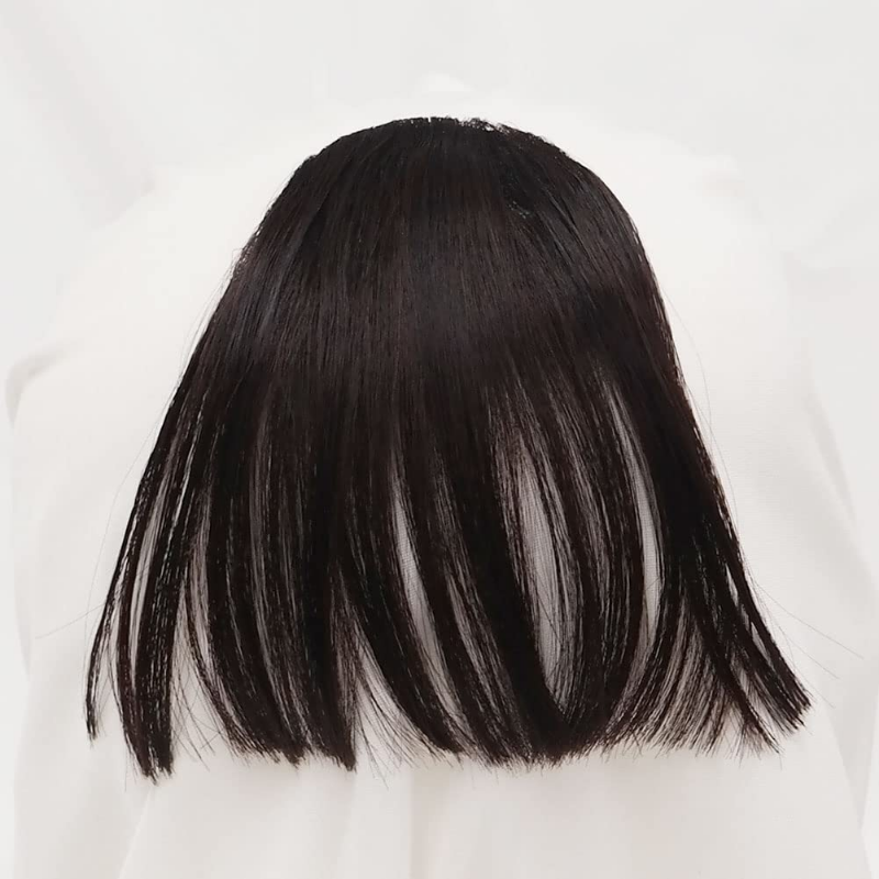 Klip rambut sintetis klip pinggiran tipis rambut ekstensi rambut di tepi depan alami melengkung datar rapi
