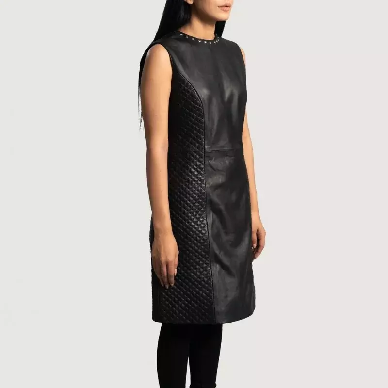 فستان مخصص جديد مصنوع يدويًا من الجلد للنساء ، فستان من جلد الخراف الأصلي