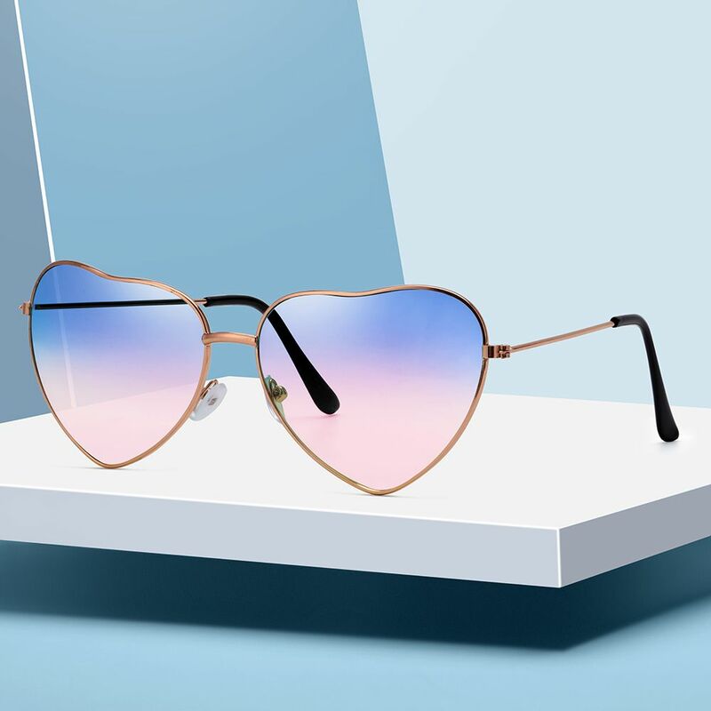Gafas de sol con forma de corazón para exteriores, lentes oceánicas, marco de Metal, gradiente