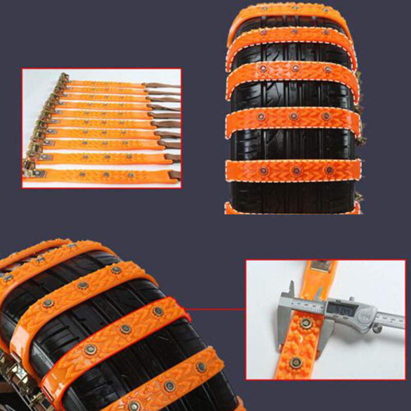 1/6pcs Car Winter Snow Mud Anti-skid Tire Chains Tendon For Car Sedan SUV 30x4cm For Tyre 165mm-265mm TPU And Steel Snow Chains