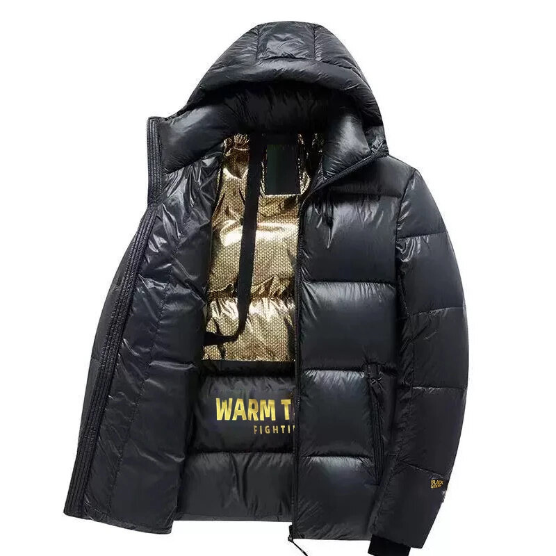 Мужская теплая куртка-пуховик с капюшоном и защитой от ветра, однотонная верхняя одежда, толстый пуховик, Осень-зима 2024