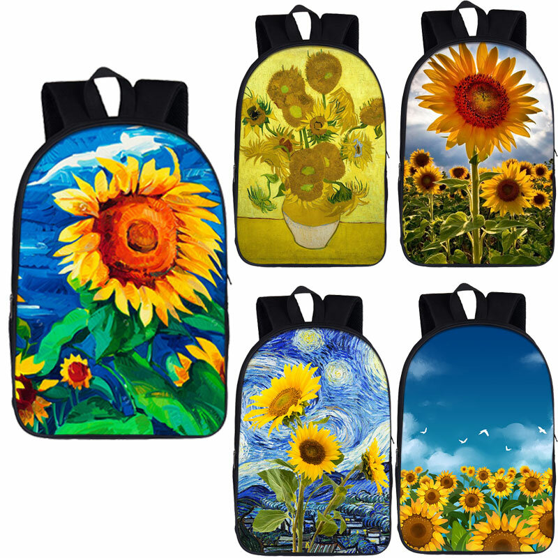 Van Gogh Sonnenblumen Rucksäcke Teenager Schult aschen Kinder Bagpack Sternennacht Sonnenblume Schule Rucksack Mann Frauen Reisetaschen