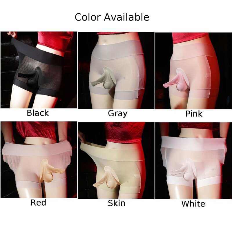 Sexy Men Oil Shiny See Through Underwear Glossy Boxer Briefs Elephant Nose Mesh Boxershorts Gay Man Underpant Exotic Underpants