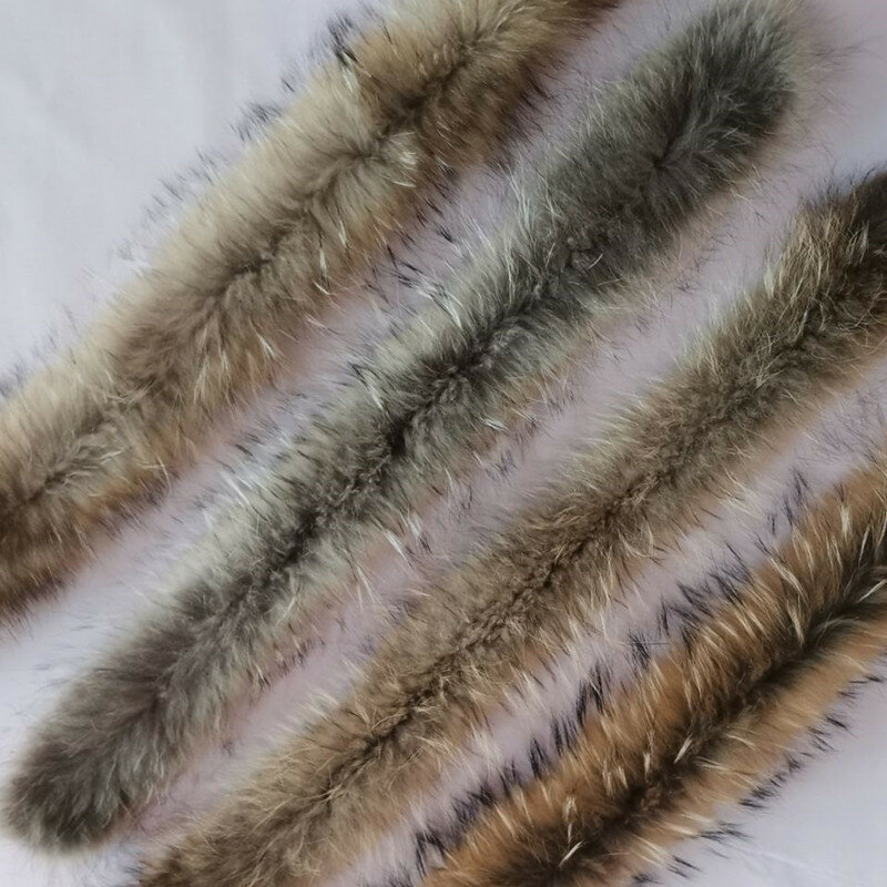 2023 Real fur collar 100% genuine raccoon fur scarf 70cm winter for women men clothes collar used hot selling button free