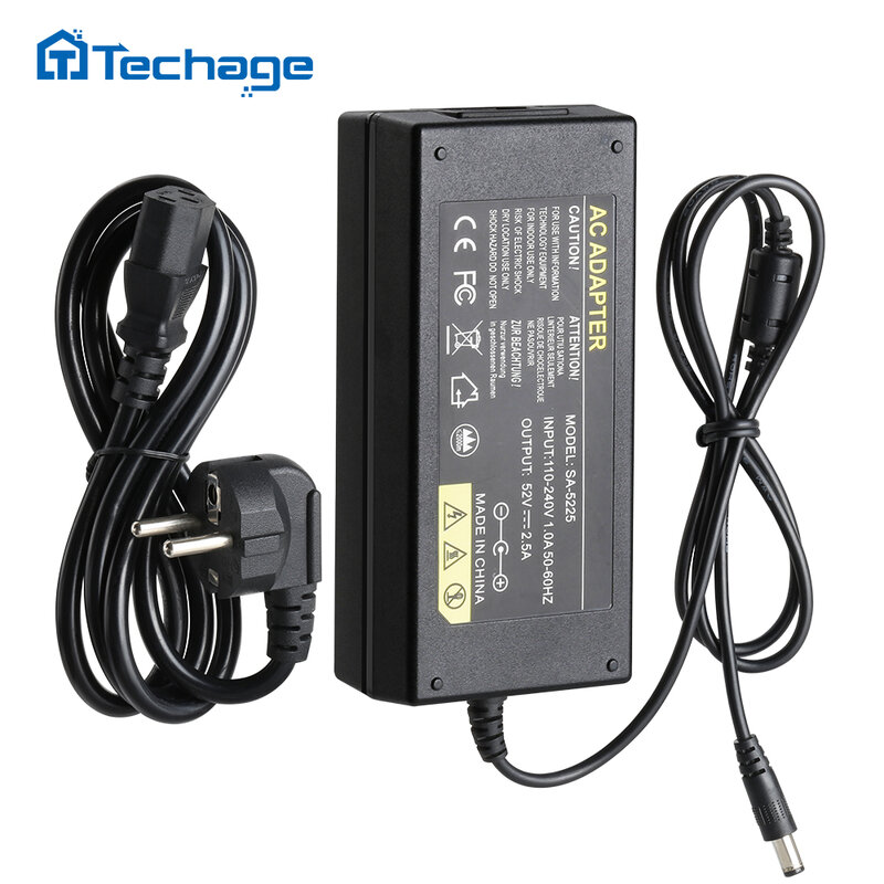 Techage PoE DVR NVR Power Adapter 52V 2.5A Power Supply AC 100-240V Wall Charger DC 5.41mm EU Plug For Surveillance Recorder