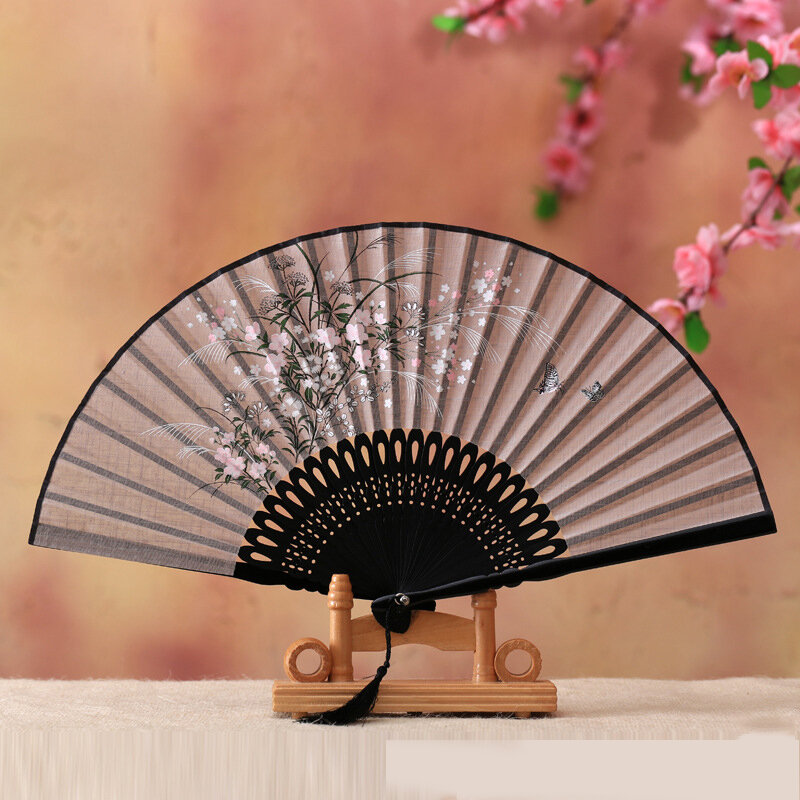Ventilateur circulaire à longue poignée, Style chinois ancien, accessoires pour vêtements chinois anciens