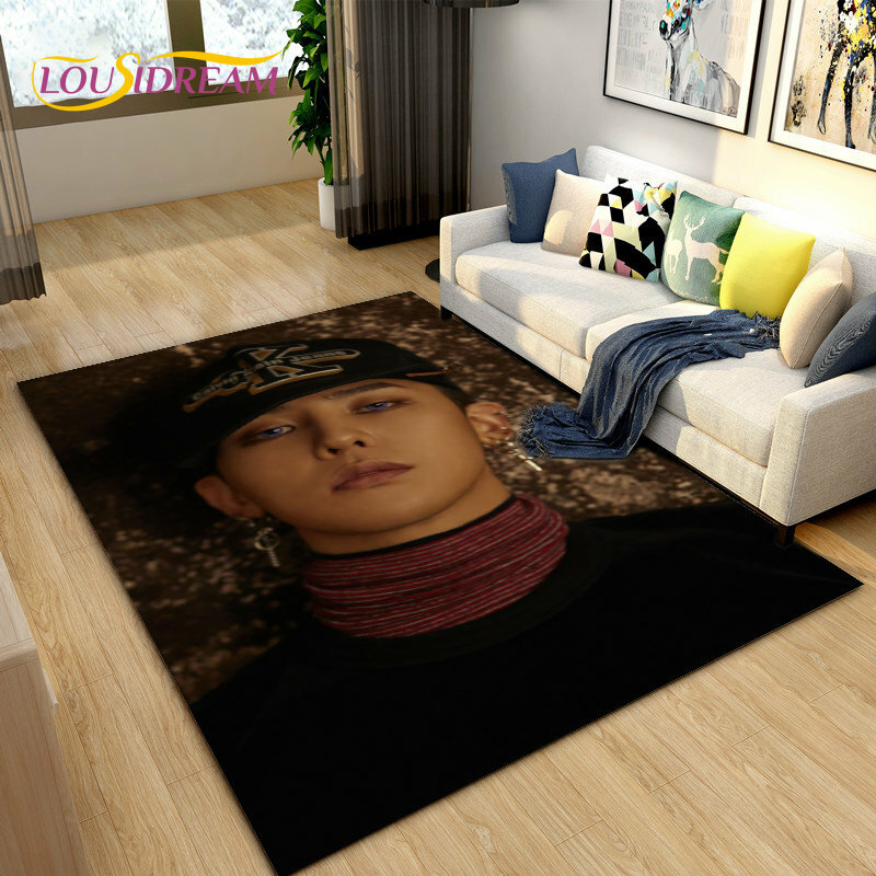 3D Kpop Bigbang Pop Art Singer Area Rug Large,Carpet Rug for Living Room Bedroom Sofa Doormat Decoration,Kids Non-slip Floor Mat