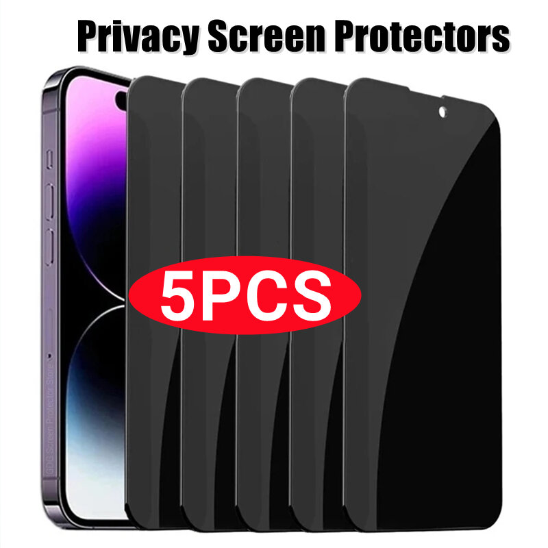 Protector de pantalla de privacidad para iPhone, vidrio templado antiespía para iPhone 11, 15 PRO, X, XR, XS MAX, 13, 14 Pro Max, 12 Mini, 7, 8 Plus, 5 unidades
