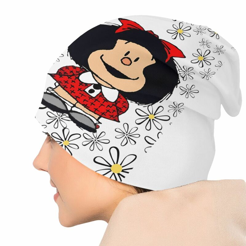 Be Kind Mafalda Cartoon Cap Men Women Paragraph Beanie Warm Fashion Hundred Take Ins Pullover Slouch Hiphop Bonnet Thin Unisex