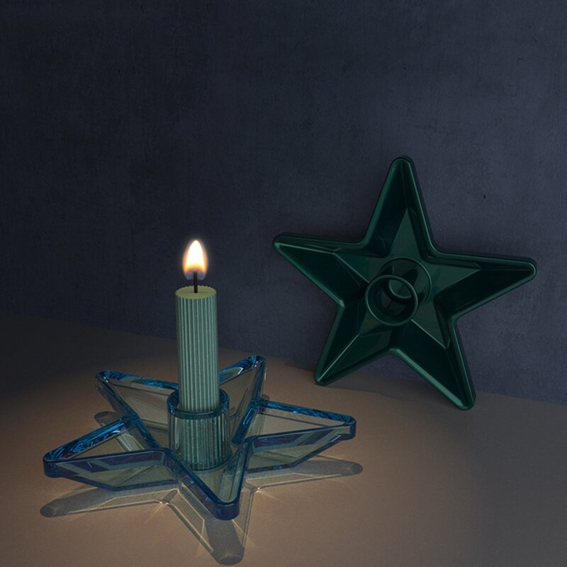 F42F Five-pointed Star Shaped Mold Candle Holder Making Moulds for DIY Candle Decor