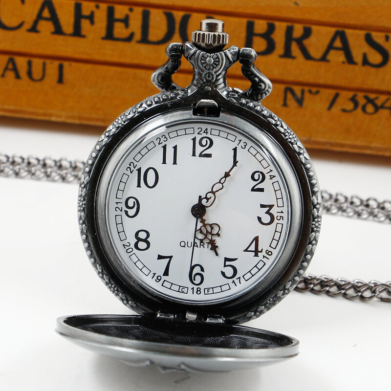 Grau/Bronze Zepter Schlange geschnitzte Quarz Taschenuhren Persönlichkeit kreative Ketten uhr Uhr relógio de bolso