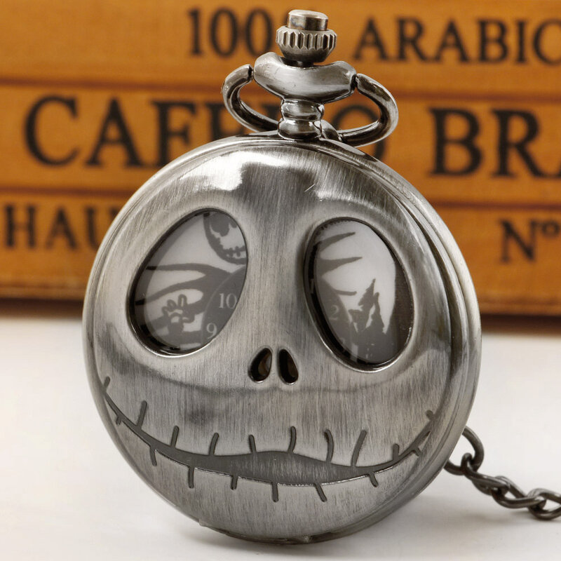 Halloween Theme Quartz Pocket Watch Necklace for Children Adults Retro Pocket&Fob Chain Watches Dropshipping