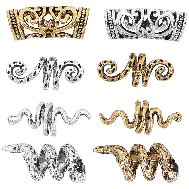 Biżuteria dla wikingów mężczyzn Norse Wikingowie włosy brody 8 różnych stylów z przezroczyste plastikowe pudełko do dekoracji naszyjnik bransoletka DIY