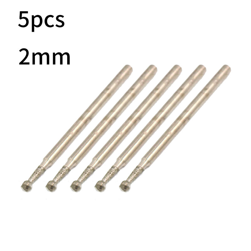 5pcs Ball Round Rotary Diamond Burr Drill Bit 0.5mm-3mm For Glass Tiles Stone Engraving Forming Drilling Filing