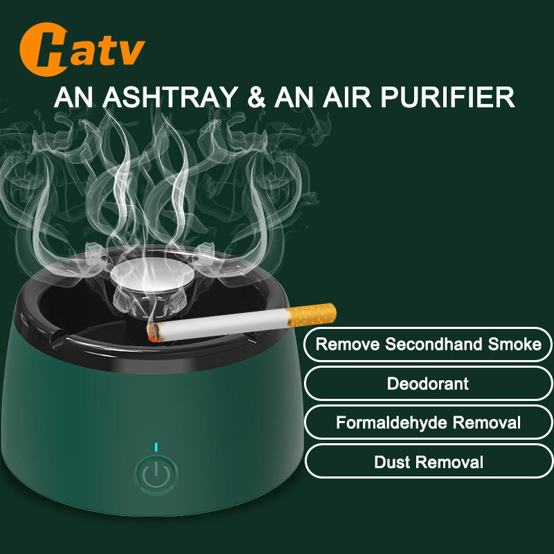منفضة سجائر من HATV منقي الهواء منقي سجائر ذكية محمولة لإزالة الدخان منافض سجائر USB شحن 2000mAh منقي هواء منقي دخان منزلي مستعمل