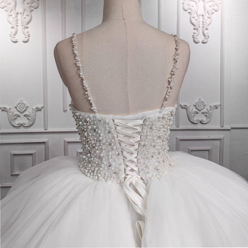 Einfaches Hochzeits kleid Organza Ballkleid Schatz ärmellose Hochzeits anzüge für Frauen Perlen geraffte dy5703 vestido novia 2023