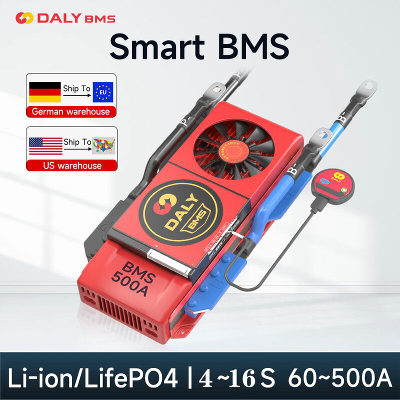 Daly BMS Smart BMS Bluetooth Lifepo4 4S 12V 8S 24V 16S 48V Battery Solar Inverter Outdoor Power Home Energy Storage RV Scooter