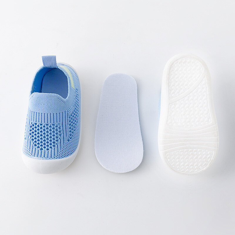 Musim semi populer baru sepatu bayi Mesh rajut bernapas anak perempuan anak laki-laki musim panas Slip-On Sneakers kasual balita non-selip Prewalker