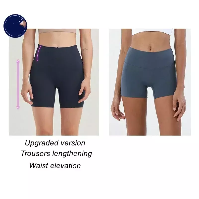 Lemon celana pendek Yoga wanita, celana pendek olahraga lari Fitness pinggang belakang tinggi elastis