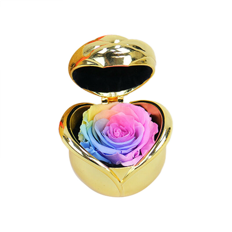 Pudełko na biżuterię z kwiatami wiecznego życia metalowe pudełko na pojedyncza róża kreatywna biżuteria pudełko na prezent bokserski ozdoba świąteczna pamiątka