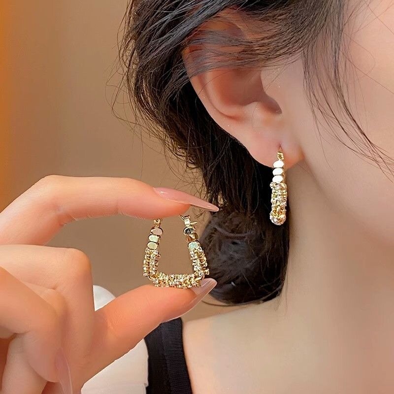 Earclasp Niche Design Rhinestone Loop Earrings New Unique Exquisite Sparkle Jewelry