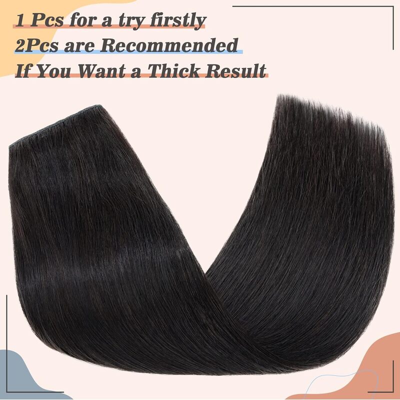 Extensión de cabello liso de una pieza, 5 Clips, Natural # 1B, 16-26 pulgadas, cabeza completa 3/4, grueso, suave y sedoso, para salón, alta calidad