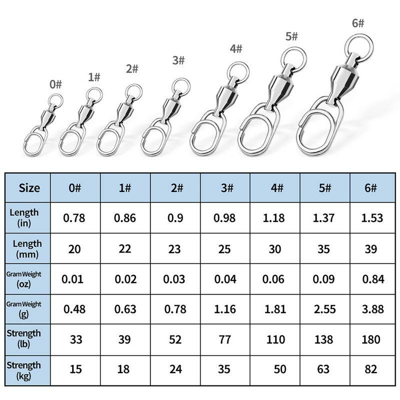 1pc Fishing Bearing Rolling Swivels Snap Stainless Steel Oval Split Rings Hooked Swivels Snap Fishing Lure Connector Accessories