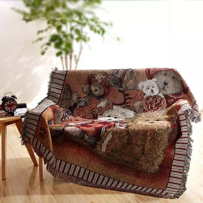 3d Tier decke Sofa bezug Bär Decke gestrickt Stoff Bettdecke Sofa Handtuch voll bedeckte Boden matte Wandteppich Raum dekoration