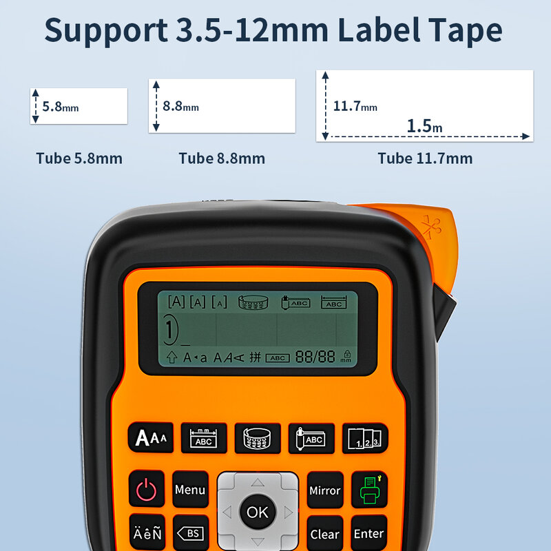 Stampante per etichette industriale etichettatrice elettronica portatile 203dpi compatibile per stampante a tubo termoretraibile Brother per avvolgimenti Cabel