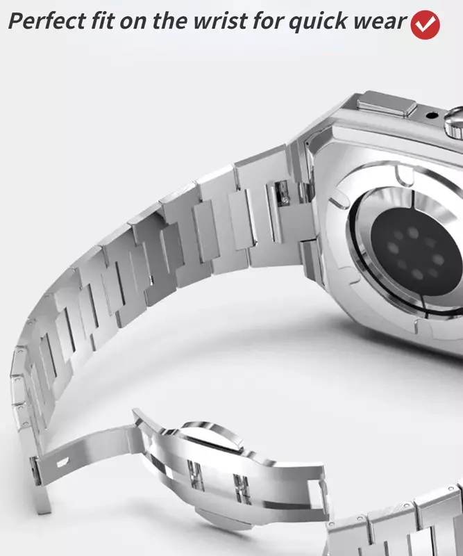 Metall Nachrüstung Kit Gehäuse Armband für Apple Uhren armband 45mm 44mm High-End-Edelstahl Armband iwatch Serie 8 7 6 5 4 se correa