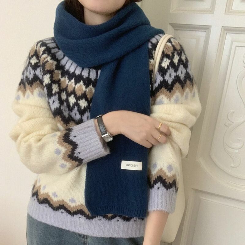 Châle long en cachemire avec lettre, écharpes en laine, style coréen, hiver